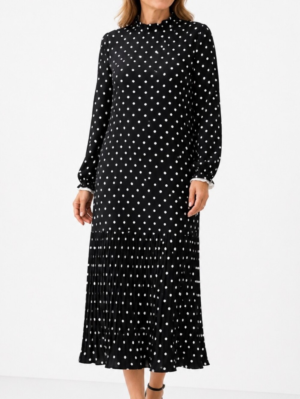 N By Nancy Elegant Black Polka Dot Lined Maxi Dress Small